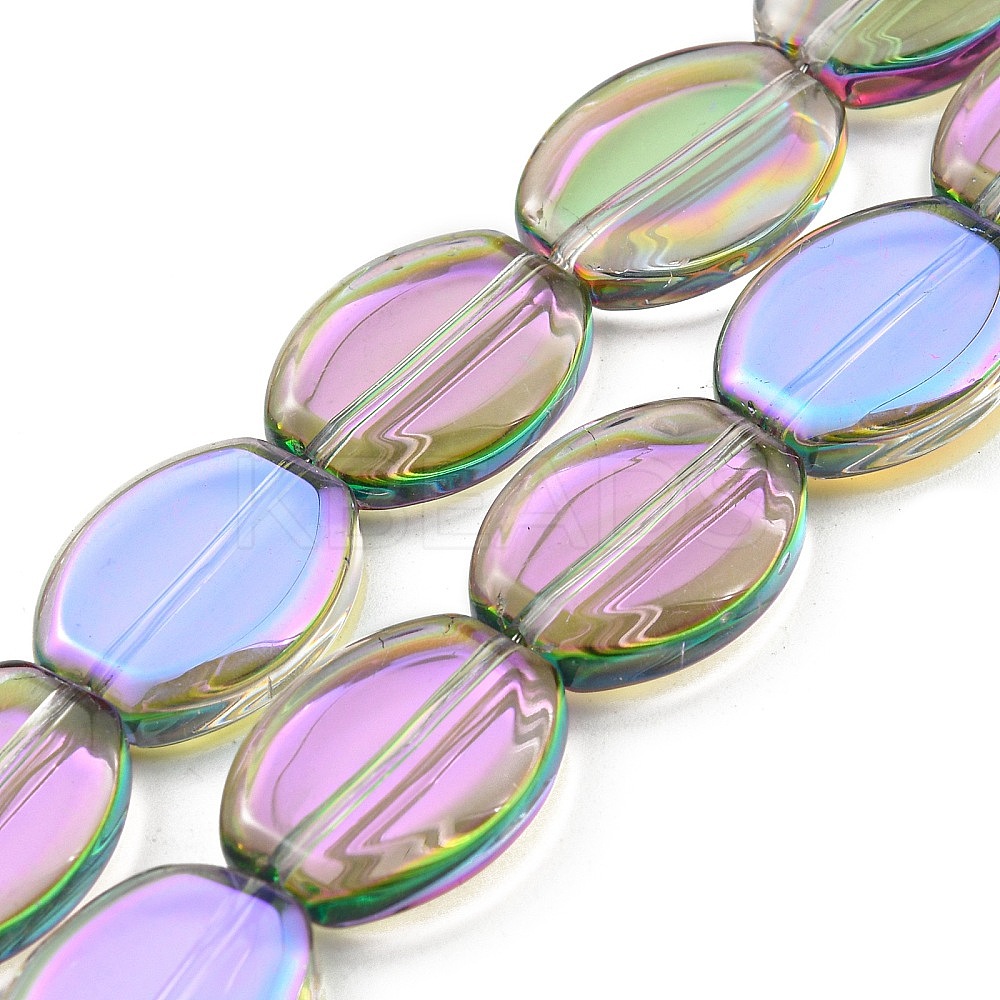 Wholesale Half Rainbow Plated Electroplate Transparent Glass Beads