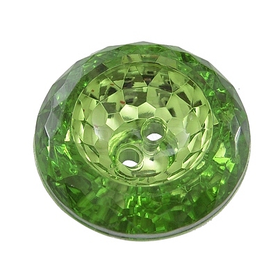 2-Hole Acrylic Faceted Flat Round Sewing Buttons AR3229-25-38-1