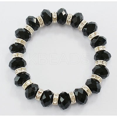 Faceted Rondelle Glass Beads Bracelet B231-27-1