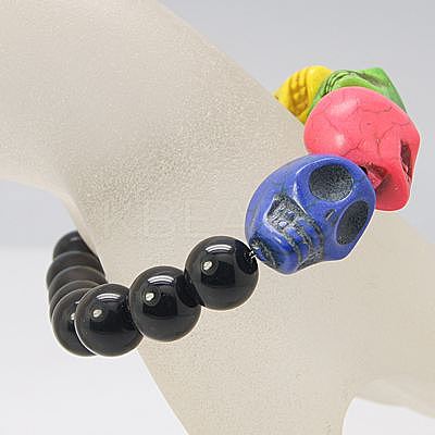 Stretchy Glass Bracelets for Halloween BJEW-JB00447-1