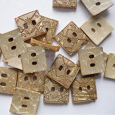 Square Carved 2-hole Basic Sewing Button NNA0Z0U-1