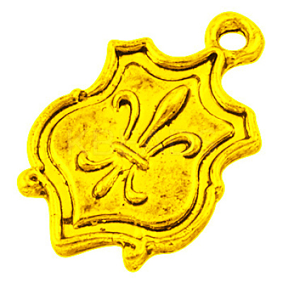 Tibetan Style Alloy Shield Carved Fleur De Lis Pendants EAAA056Y-G-1