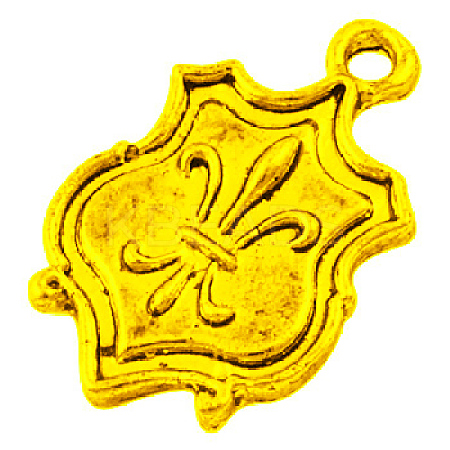 Tibetan Style Alloy Shield Carved Fleur De Lis Pendants EAAA056Y-G-1