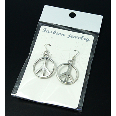 Fashion Peace Sign Earrings EJEW-JE00164-1