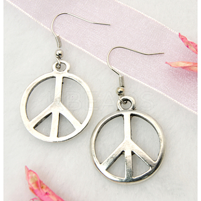 Fashion Peace Sign Earrings EJEW-JE00164-1