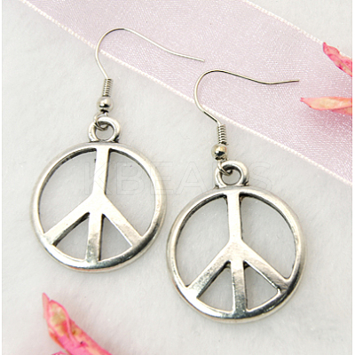 Fashion Peace Sign Earrings EJEW-JE00164-1