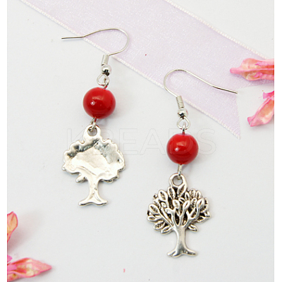 Fashion Tree of Life Earrings EJEW-JE00170-1