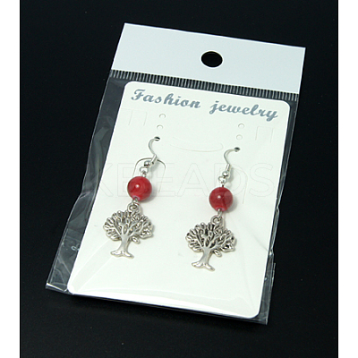 Fashion Tree of Life Earrings EJEW-JE00170-1