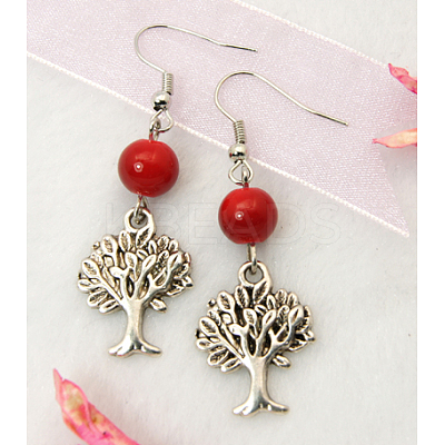 Fashion Tree of Life Earrings EJEW-JE00170-1