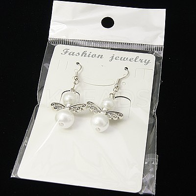 Trendy Glass Pearl Fairy Wing Dangle Earrings EJEW-JE00290-1