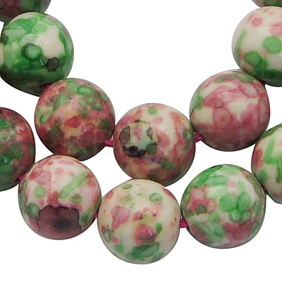 Synthetic Ocean White Jade(Rain Flower Stone) Beads Strands G-GR12MM-225-1