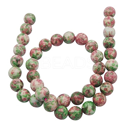 Synthetic Ocean White Jade(Rain Flower Stone) Beads Strands G-GR12MM-225-1