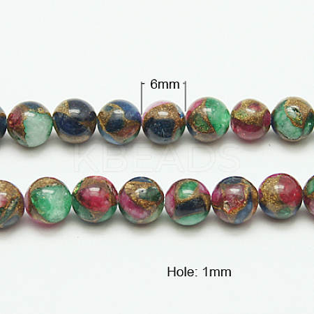 Synthetic Gold Clinquant Stone Beads Strands G-G026-R-6mm-2-1