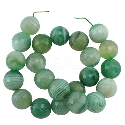 Natural Green Banded Agate Beads Strand G875-14MM-1
