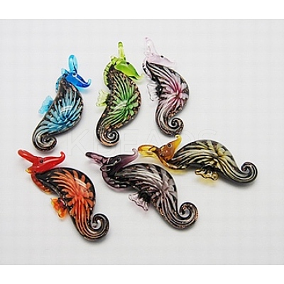 Handmade Inner Flower Lampwork Big Pendants LAMP-A141-M-1