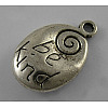 Tibetan Style Alloy Oval Carved Word Be Kind Message Pendants LF0558Y-1