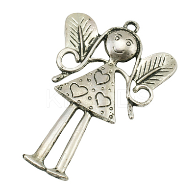 Tibetan Style Large Fairy Alloy Pendants LF1724Y-NF-1
