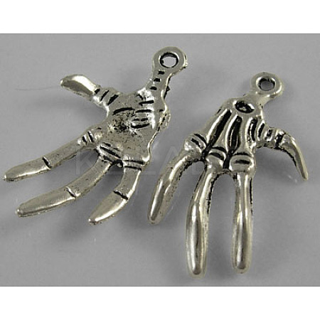 Tibetan Style Alloy Skeleton Hand Pendants for Halloween LF1287Y-NF-1