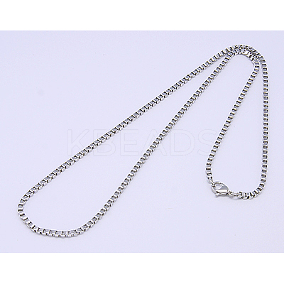Tarnish Resistant Great Valentines Day Gift 304 Stainless Steel Box Chain Necklaces NJEW-507L-11-1