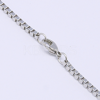 Tarnish Resistant Great Valentines Day Gift 304 Stainless Steel Box Chain Necklaces NJEW-507L-11-1