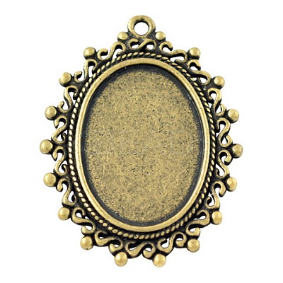 Zinc Alloy Pendant Settings for Cabochon & Rhinestone PALLOY-A15289-AB-FF-1