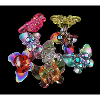 Kawaii Kid's Garment Accessories Transparent AB Color Acrylic Butterfly Sewing Shank Buttons PCA195Y-1