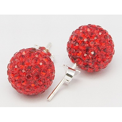 Gifts for Her Valentines Day 925 Sterling Silver Austrian Crystal Rhinestone Ball Stud Earrings for Girl Q286H121-1