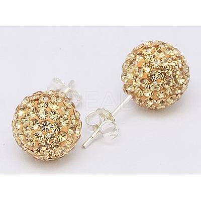 Gifts for Her Valentines Day 925 Sterling Silver Austrian Crystal Rhinestone Ball Stud Earrings for Girl Q286H141-1