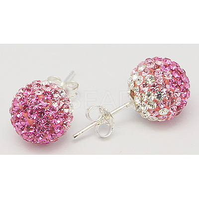 Gifts for Her Valentines Day 925 Sterling Silver Austrian Crystal Rhinestone Ball Stud Earrings for Girl Q286H251-1