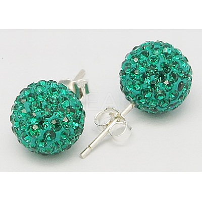 Sexy Valentines Day Gifts for Her 925 Sterling Silver Austrian Crystal Rhinestone Ball Stud Earrings Q286J041-1