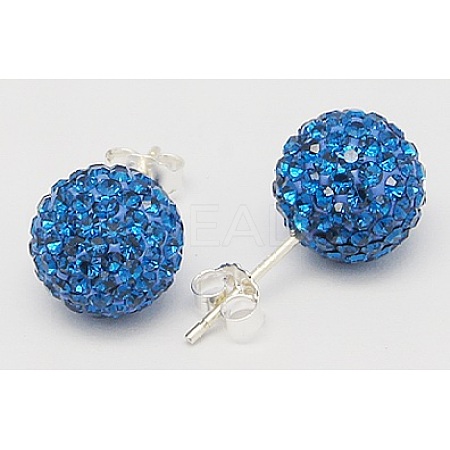 Sexy Valentines Day Gifts for Her 925 Sterling Silver Austrian Crystal Rhinestone Ball Stud Earrings Q286J131-1