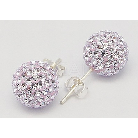 Sexy Valentines Day Gifts for Her 925 Sterling Silver Austrian Crystal Rhinestone Ball Stud Earrings Q286J191-1