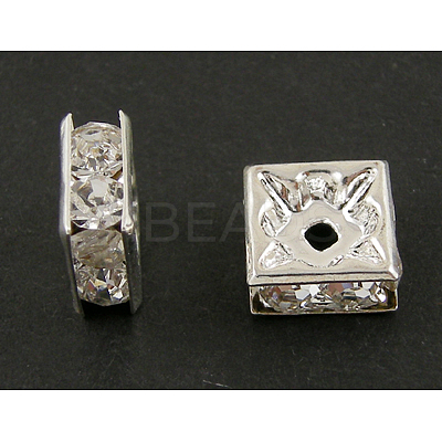 Brass Rhinestone Spacer Beads RB-A013-10x10-01S-NF-1