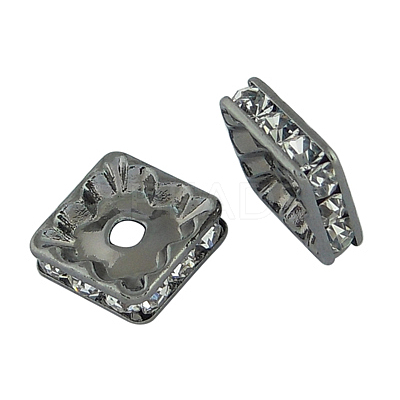 Brass Rhinestone Spacer Beads RB-A013-8x8-01B-1