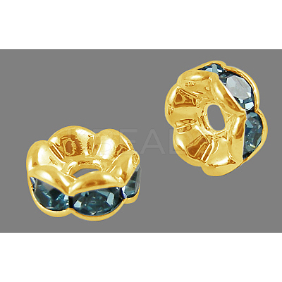 Brass Rhinestone Spacer Beads RB-A014-L6mm-03G-NF-1