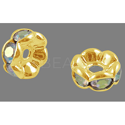 Brass Rhinestone Spacer Beads RB-A014-L6mm-28G-NF-1