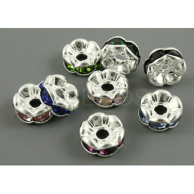 Brass Rhinestone Spacer Beads RB-A014-L6mm-S-1