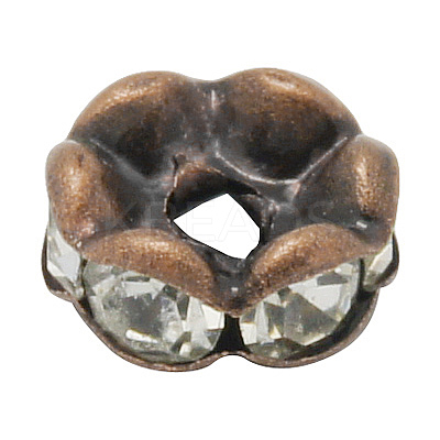 Brass Rhinestone Spacer Beads RB-A014-L7mm-01R-NF-1