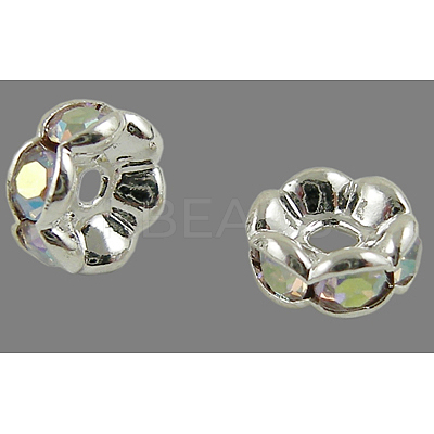 Brass Rhinestone Spacer Beads RB-A014-L7mm-28S-1