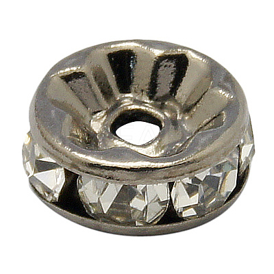 Brass Rhinestone Spacer Beads RB-A014-Z8mm-01B-1