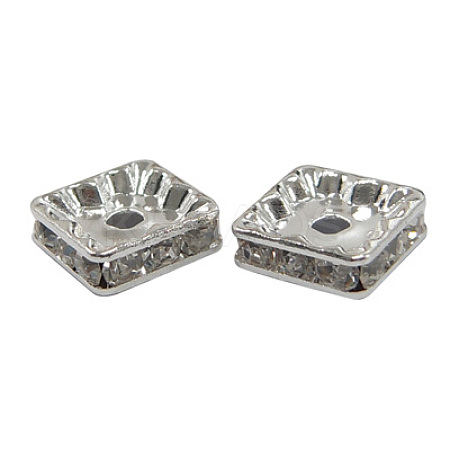 Brass Rhinestone Spacer Beads RB-A013-6x6-01P-1