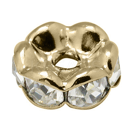 Brass Rhinestone Spacer Beads RB-A014-L10mm-01LG-NF-1