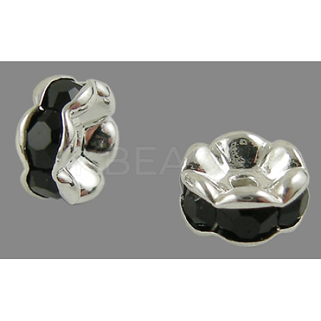 Brass Rhinestone Spacer Beads RB-A014-L6mm-02S-NF-1