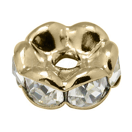 Brass Rhinestone Spacer Beads RB-A014-L7mm-01LG-NF-1