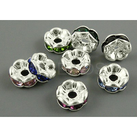 Brass Rhinestone Spacer Beads RB-A014-L8mm-S-1