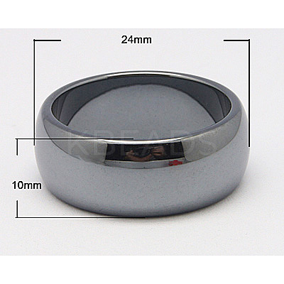 Magnetic Synthetic Hematite Wide Band Rings RJEW-Q065-1-1