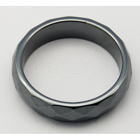 Non-Magnetic Synthetic Hematite Wide Band Rings RJEW-A026-2-1