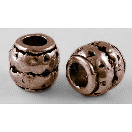 Tibetan Style Alloy Large Hole Barrel Beads RLF0929Y-NF-1