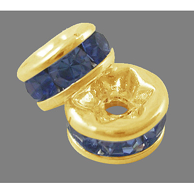 Brass Grade A Rhinestone Spacer Beads RSB035NF-14G-1