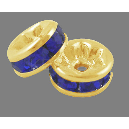 Brass Grade A Rhinestone Spacer Beads RSB036NF-15G-1